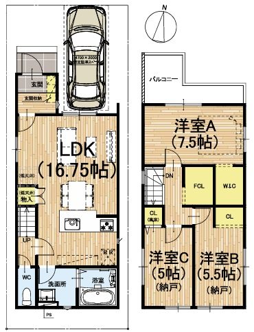 嵯峨野南浦町5期5号地 間取り図