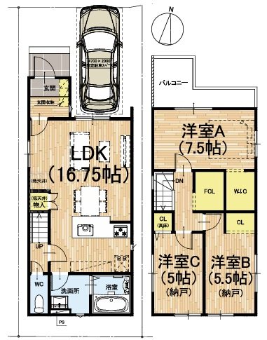 嵯峨野南浦町5期8号地 間取り図