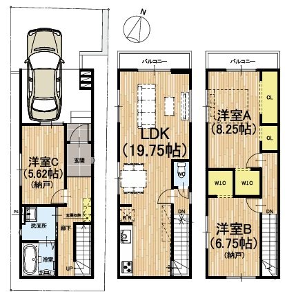太秦上ノ段町2期1号地 間取り図
