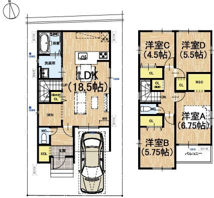 鶏冠井町沢ノ西1期2号地  間取り図