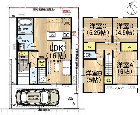 大枝沓掛町5期1号地 間取り図