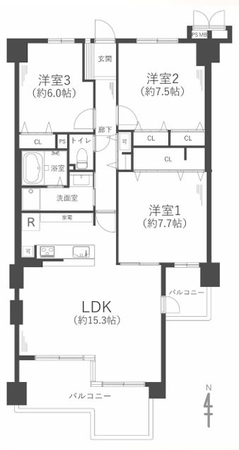 サンシティ桂坂参番館 間取り図