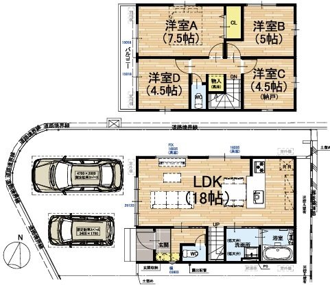 大原野上里鳥見町2期1号地 間取り図