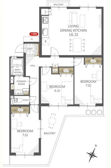 境谷西第2住宅団地16号棟 間取り図