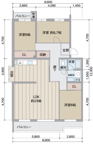 境谷西第2住宅14号棟 間取り図