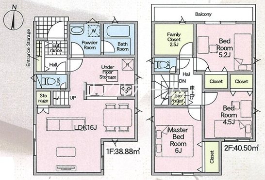 大原野上里男鹿町2号棟 間取り図