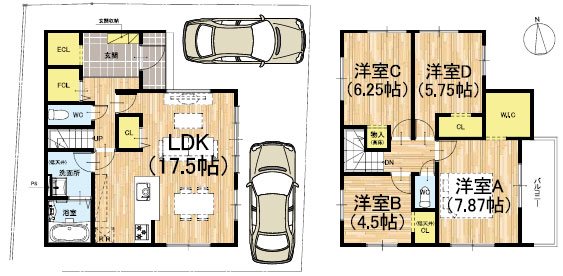 上桂西居町1期1号地 間取り図
