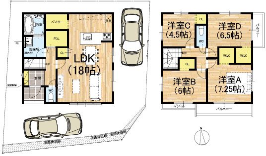 上桂西居町1期2号地 間取り図