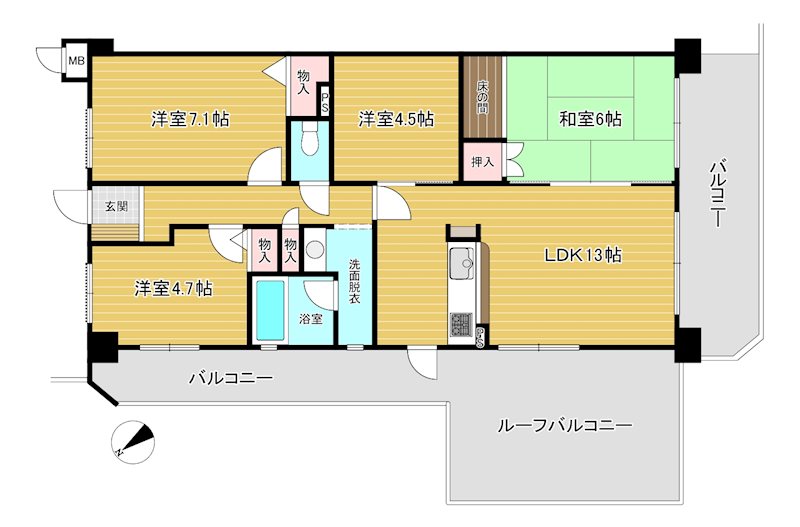 コスモ守山　最上階角部屋 間取図・土地図