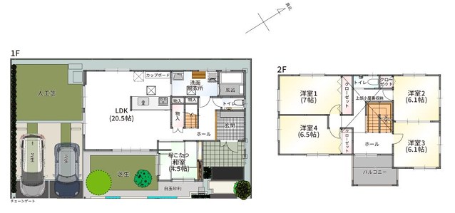 木川町 築後未入居戸建 【6号地】 間取図・土地図