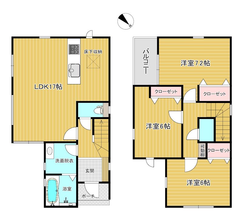 栗東市霊仙寺6丁目新築一戸建（全２棟） 間取図・土地図