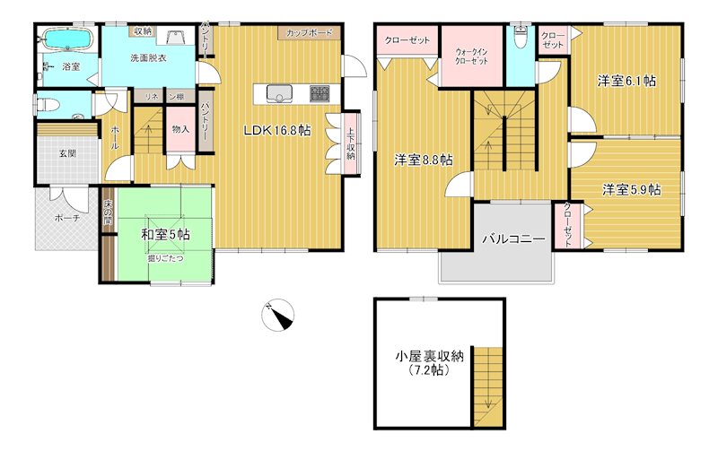 守山市川田町　築後未入居のZEH住宅（D-1号地） 間取図・土地図