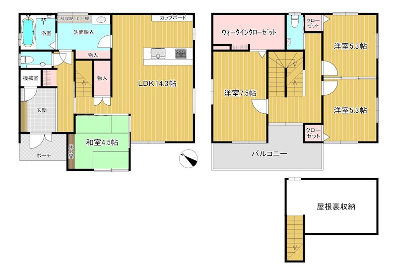 守山市播磨田町　新築戸建 間取図・土地図