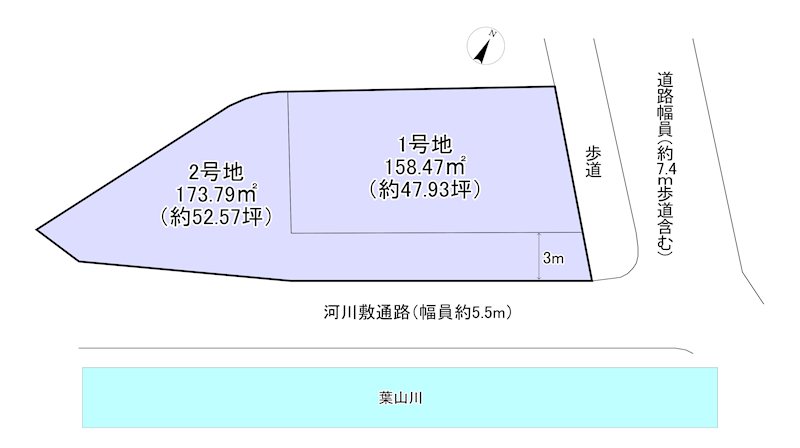 栗東市上鈎　建築条件なし土地（2区画） 間取図・土地図
