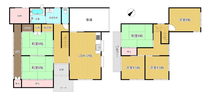 草津市西渋川１丁目　改装済中古戸建 間取図・土地図