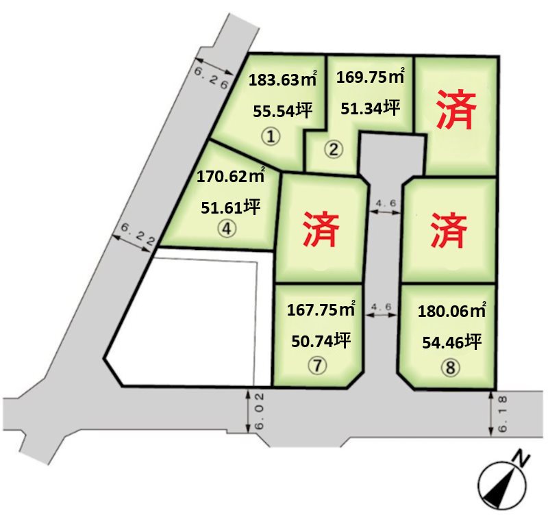 石和町川中島8区画分譲地　区画８ 間取図・土地図