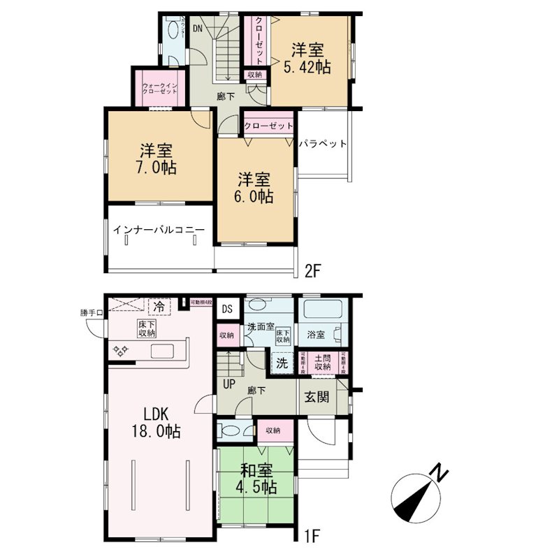 甲斐市志田全2棟1号棟　新築戸建て 間取図・土地図