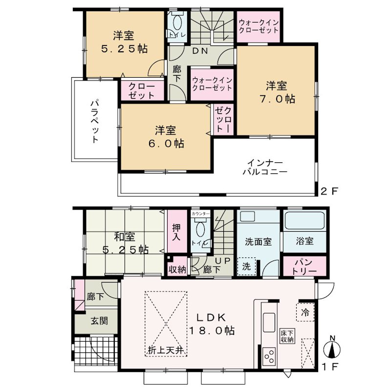 中央市山之神　新築戸建て 間取図・土地図