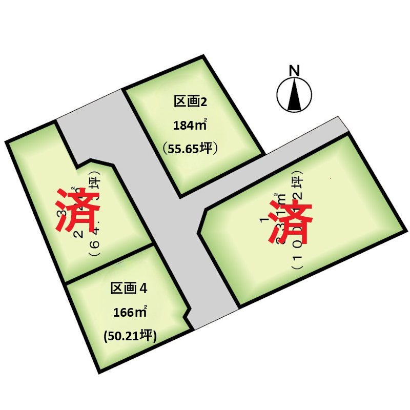 笛吹市石和町河内　4区画分譲地　No.2 間取図・土地図