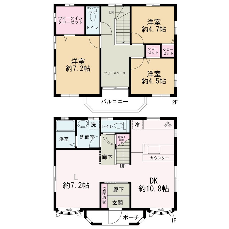 甲斐市中下条　中古 間取図・土地図