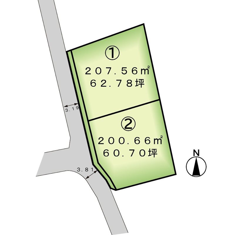 昭和町紙漉阿原　区画２ 間取図・土地図