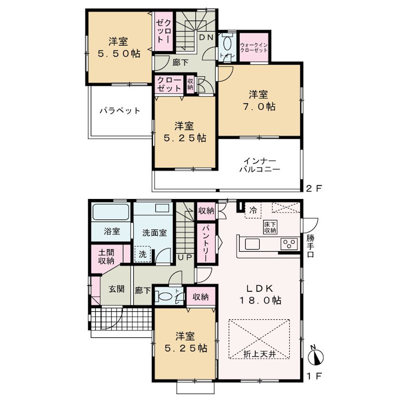 甲斐市龍地全3棟1号棟　新築戸建て 間取図・土地図