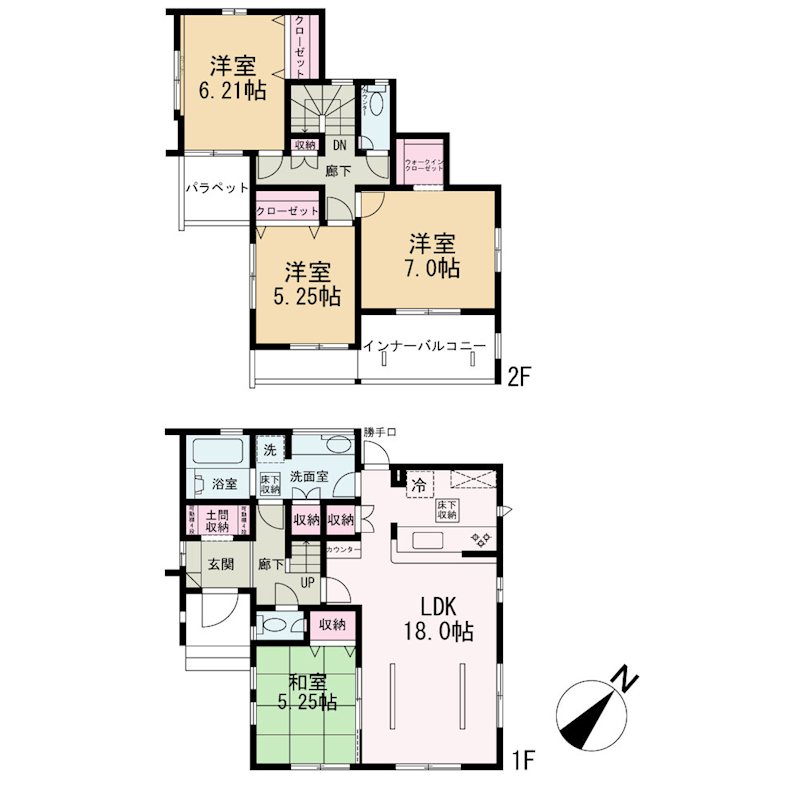 甲斐市志田全2棟2号棟　新築戸建て  間取図・土地図