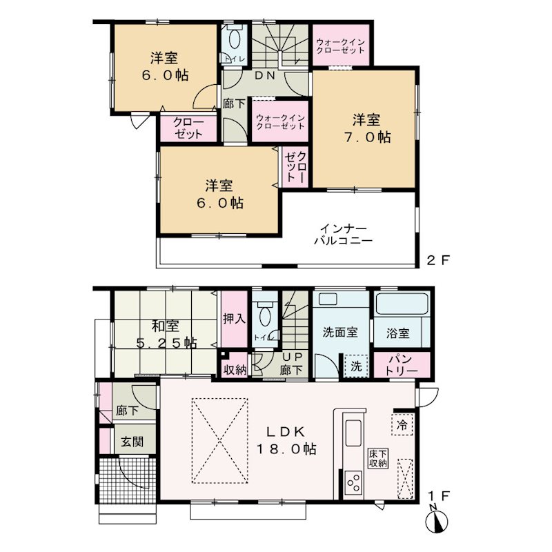 甲斐市龍地全3棟3号棟　新築戸建て  間取図・土地図