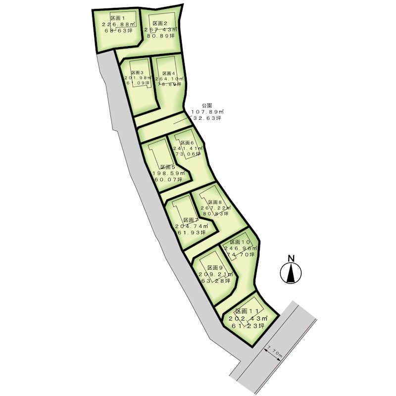 甲斐市下今井11区画　区画８ 間取図・土地図