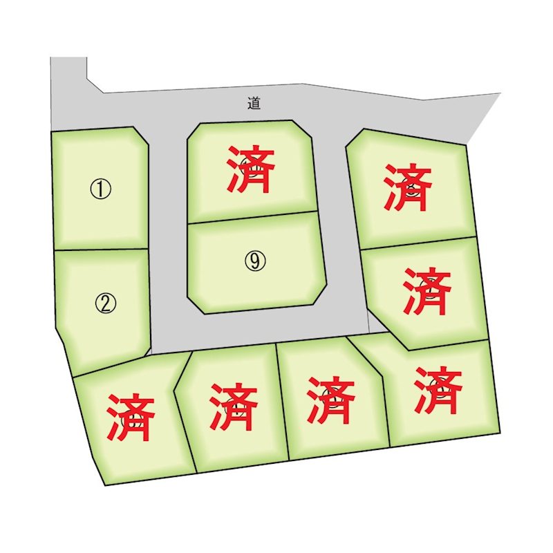 中央市下河東10区画分譲地 間取図・土地図