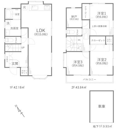府中市住吉町３丁目戸建 間取図・土地図