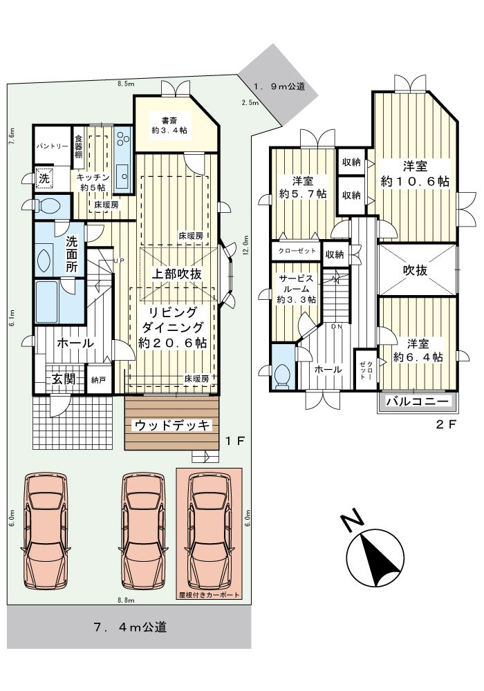 浦安市猫実3丁目戸建 間取図・土地図