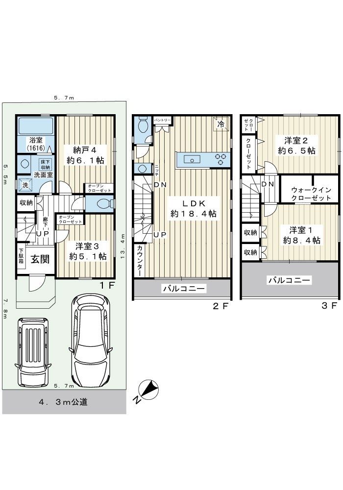浦安市富岡4丁目新築戸建A号棟 間取図・土地図
