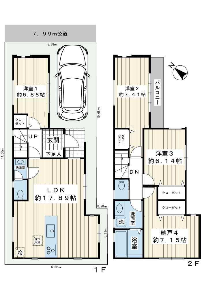 浦安市東野2丁目新築戸建1号棟 間取図・土地図
