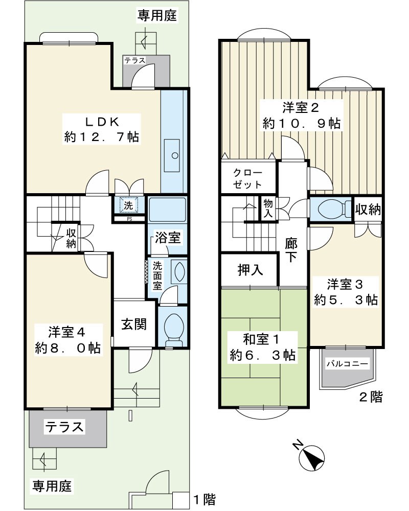入船北エステート22号棟 間取図・土地図