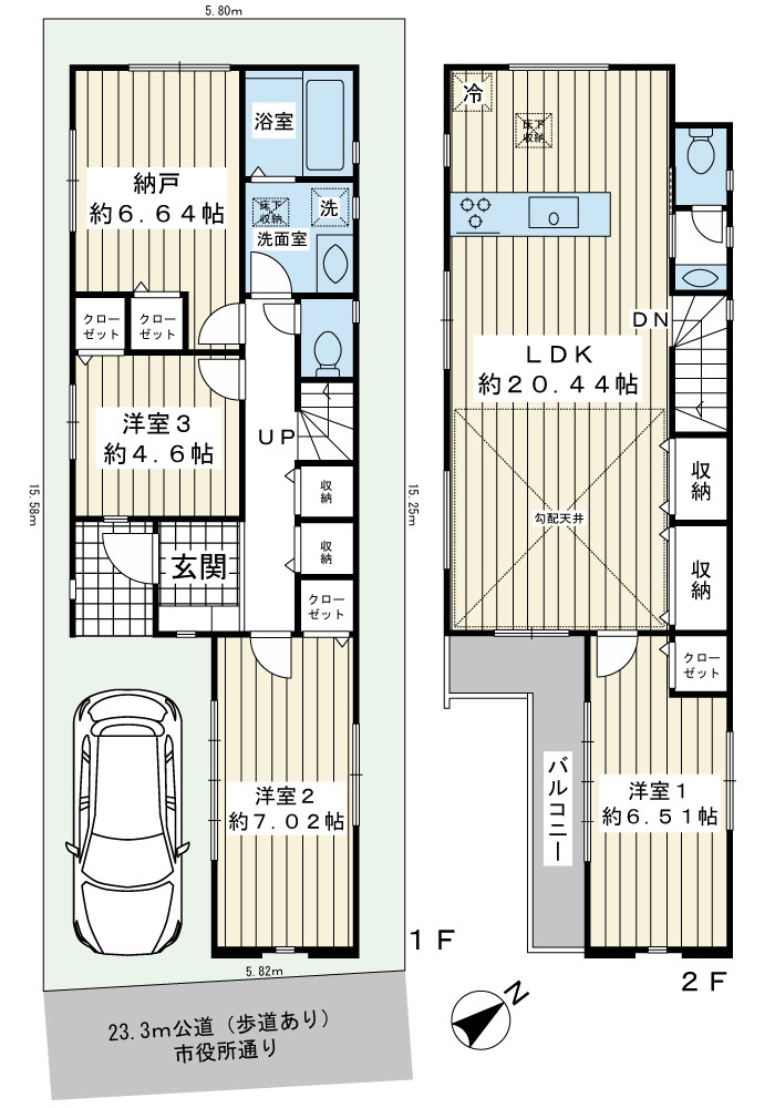 浦安市富士見4丁目新築戸建2号棟 間取図・土地図