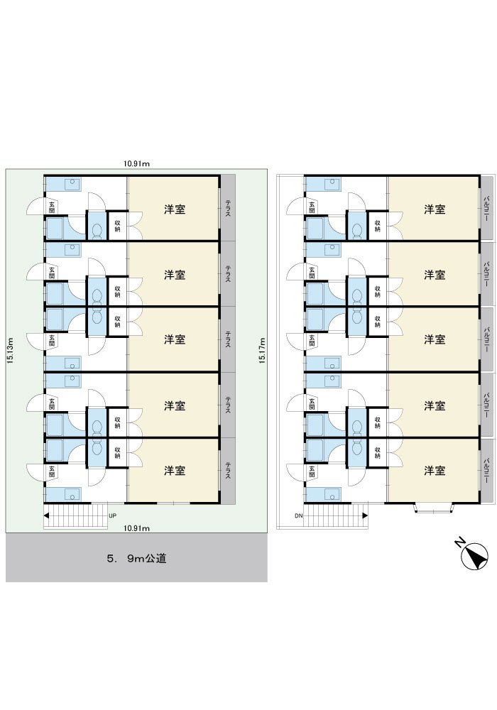 市川市福栄2丁目売りアパート 間取図・土地図
