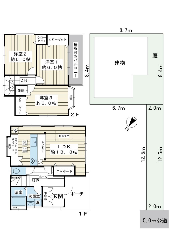 浦安市海楽1丁目戸建 間取図・土地図