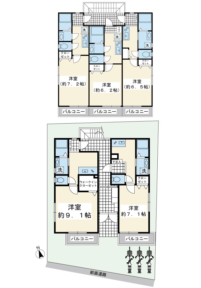 浦安市堀江3丁目売りアパート 間取図・土地図