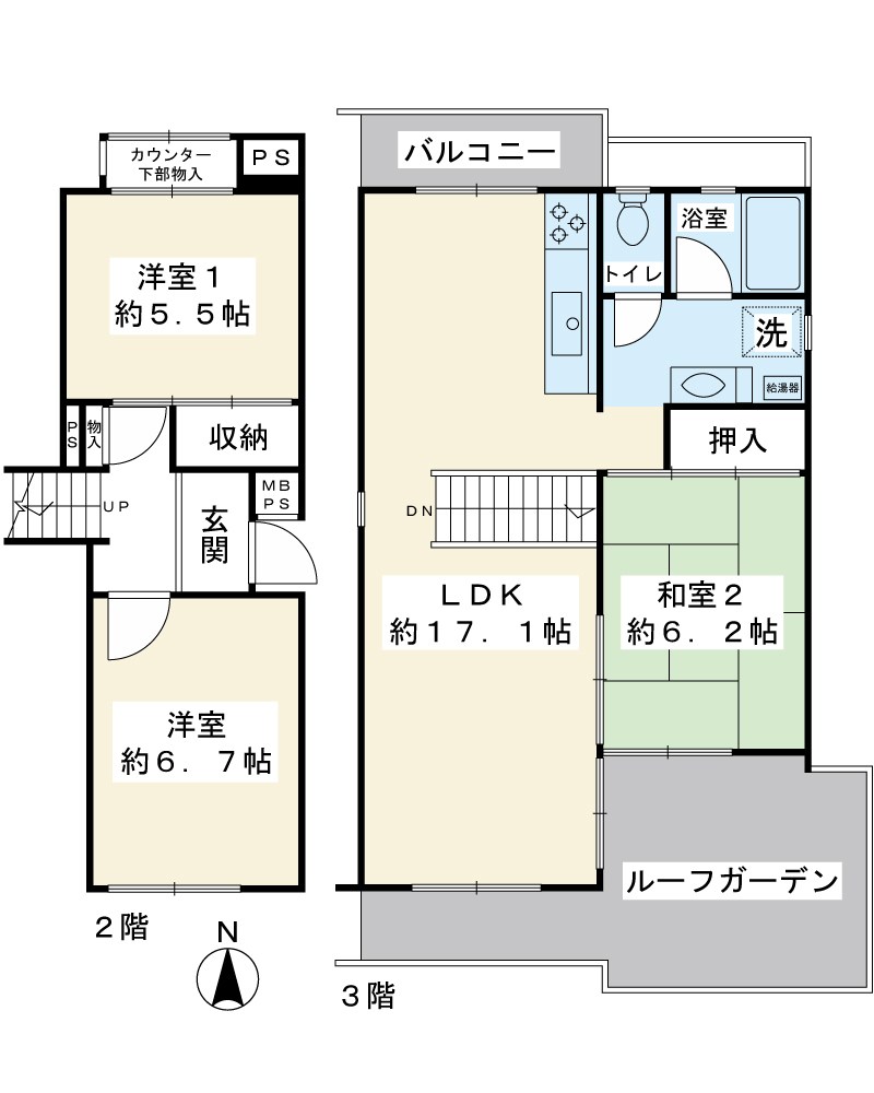入船中央エステート 間取図・土地図