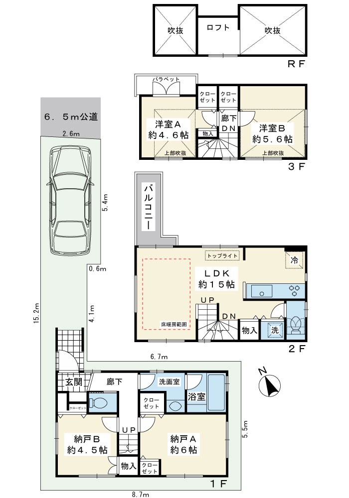 浦安市富士見1丁目戸建 間取図・土地図