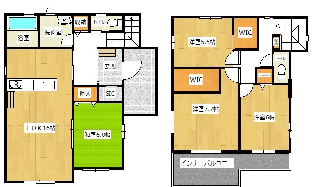 行橋市西泉3丁目　(UF)　中古戸建 間取図・土地図