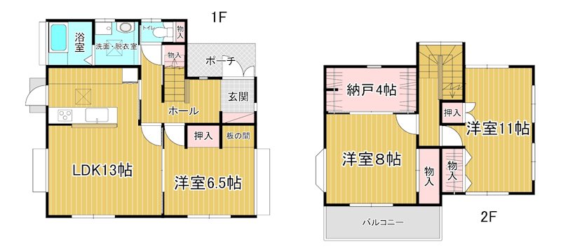 小倉南区徳吉東3丁目中古戸建　(UF) 間取図・土地図