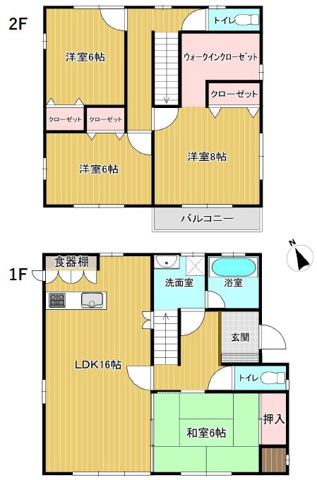 小倉南区上曽根３丁目　中古戸建(UF) 間取図・土地図