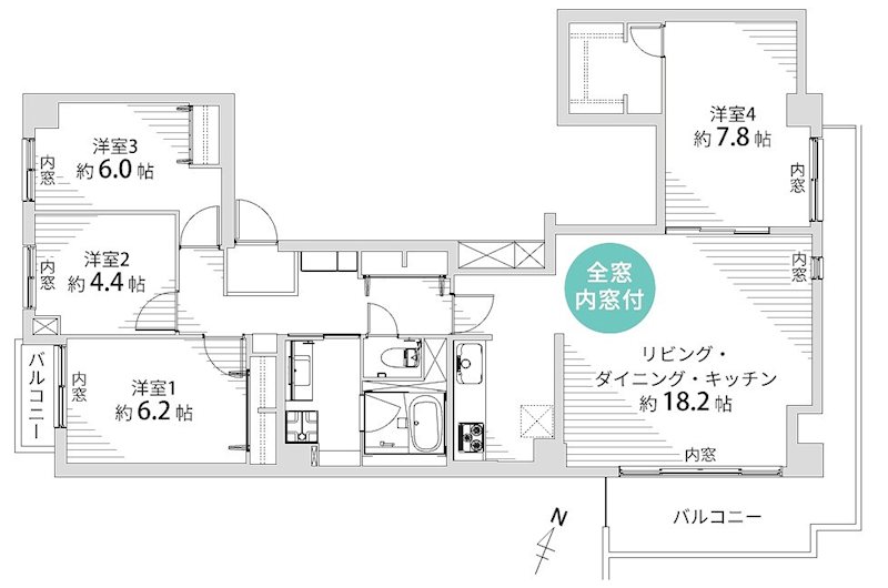 港南台コートハウス1号棟 間取り図
