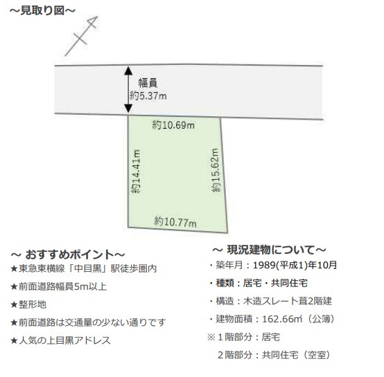 上目黒3丁目古家付土地 間取り図