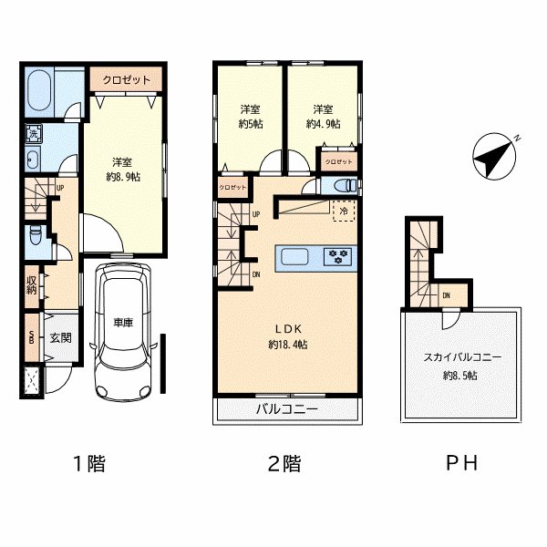 鶴見区下末吉5丁目 建築条件付土地 2区画 間取り図