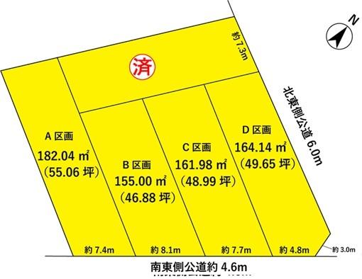 瀬戸市山手町　B区画 間取図・土地図