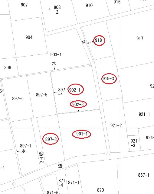真備町川辺　売地　374.38坪 間取図・土地図