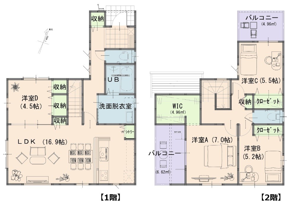 よかタウン岡山市北区撫川1期≪全3棟≫1号棟 間取図・土地図